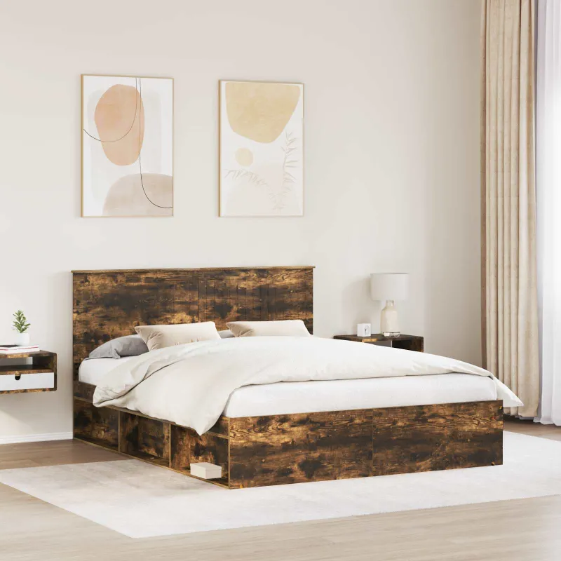 Lovos rėmas Rūkyta ąžuolas 160 x 200 cm Kietos pušies mediena