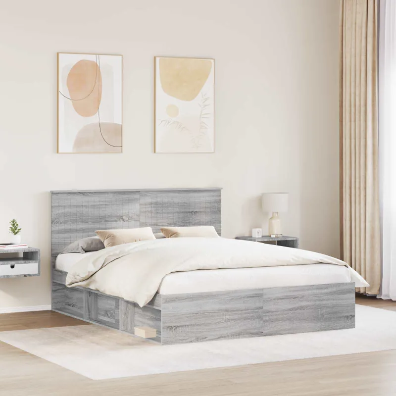 Lovos rėmas Pilkas Sonoma 160 x 200 cm Kietos pušies mediena