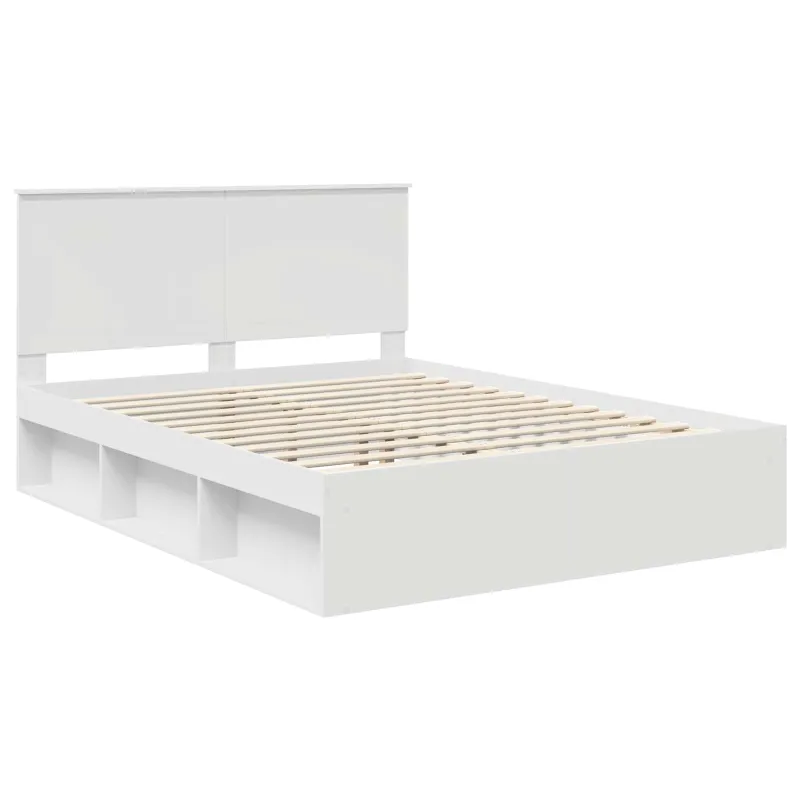 Lovos rėmas Balta 150 x 200 cm Kietos pušies mediena