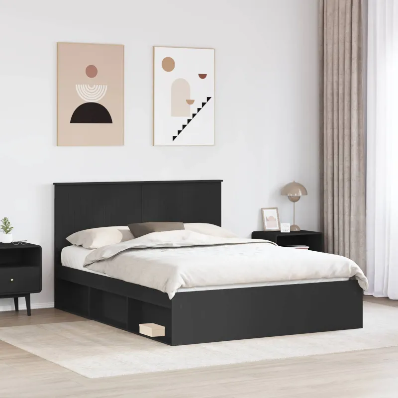 Lovos rėmas Juoda 150 x 200 cm Kietos pušies mediena