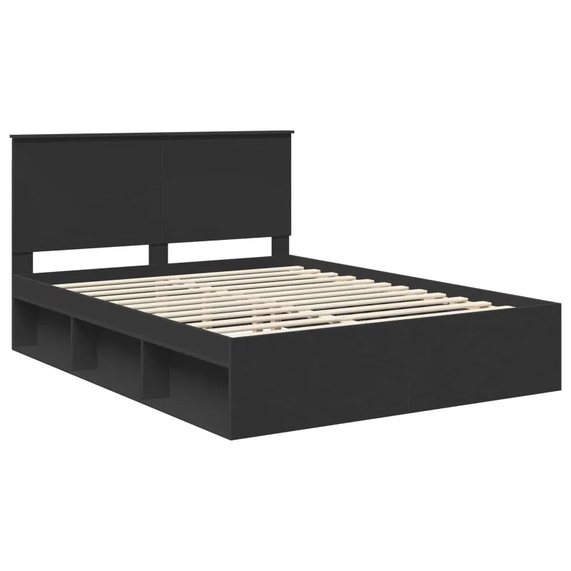 Lovos rėmas Juoda 150 x 200 cm Kietos pušies mediena