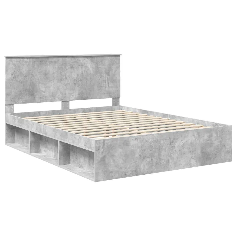 Lovos rėmas Betono pilka 150 x 200 cm Kietos pušies mediena