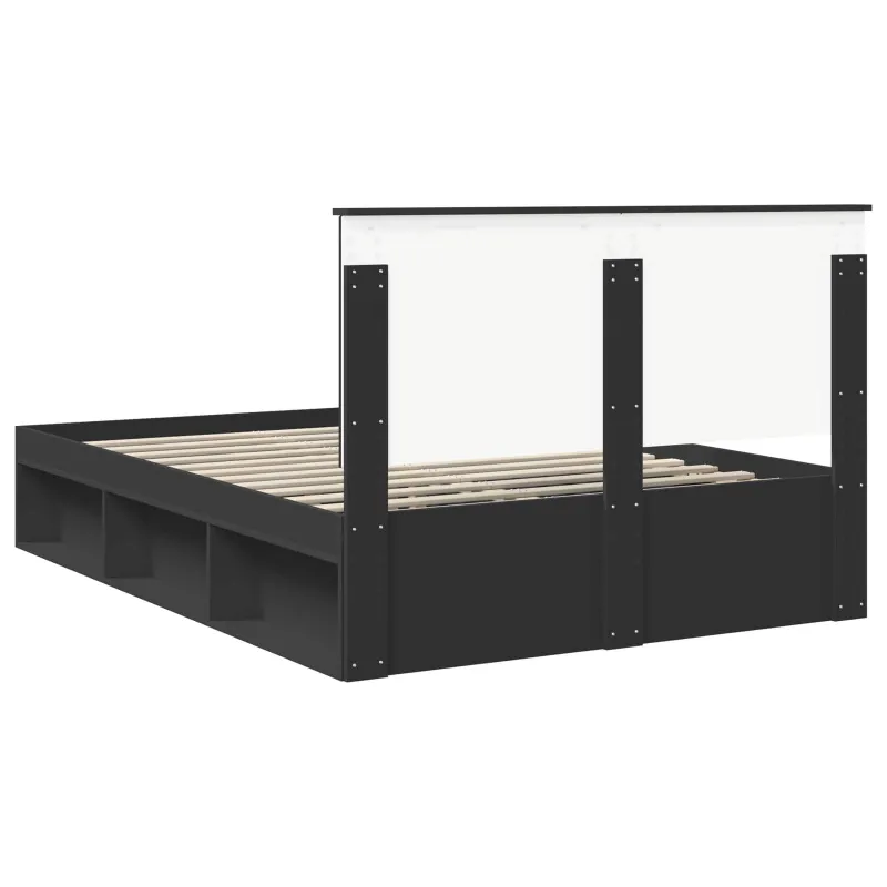 Lovos rėmas Juoda 135 x 190 cm Kietos pušies mediena