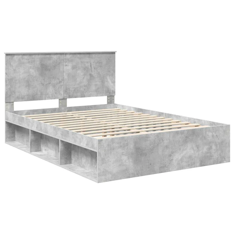 Lovos rėmas Betono pilka 135 x 190 cm Kietos pušies mediena
