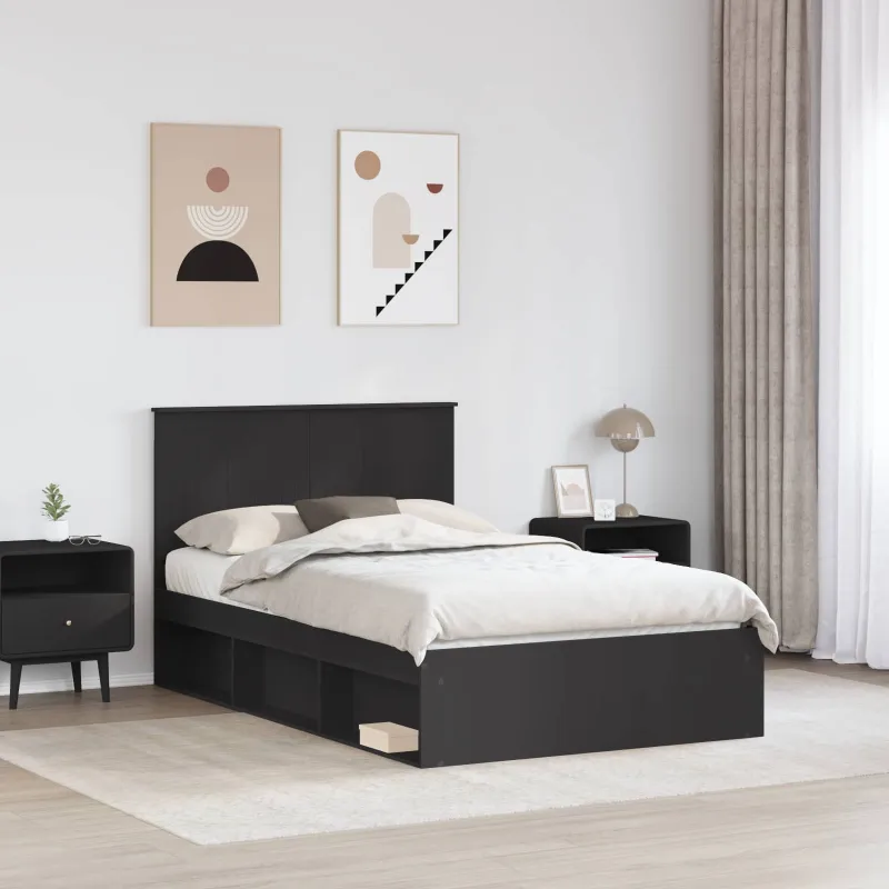 Lovos rėmas Juoda 120 x 200 cm Kietos pušies mediena