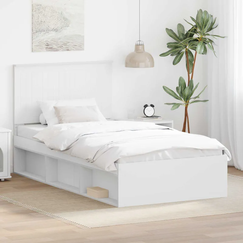 Lovos rėmas Balta 100 x 200 cm Kietos pušies mediena