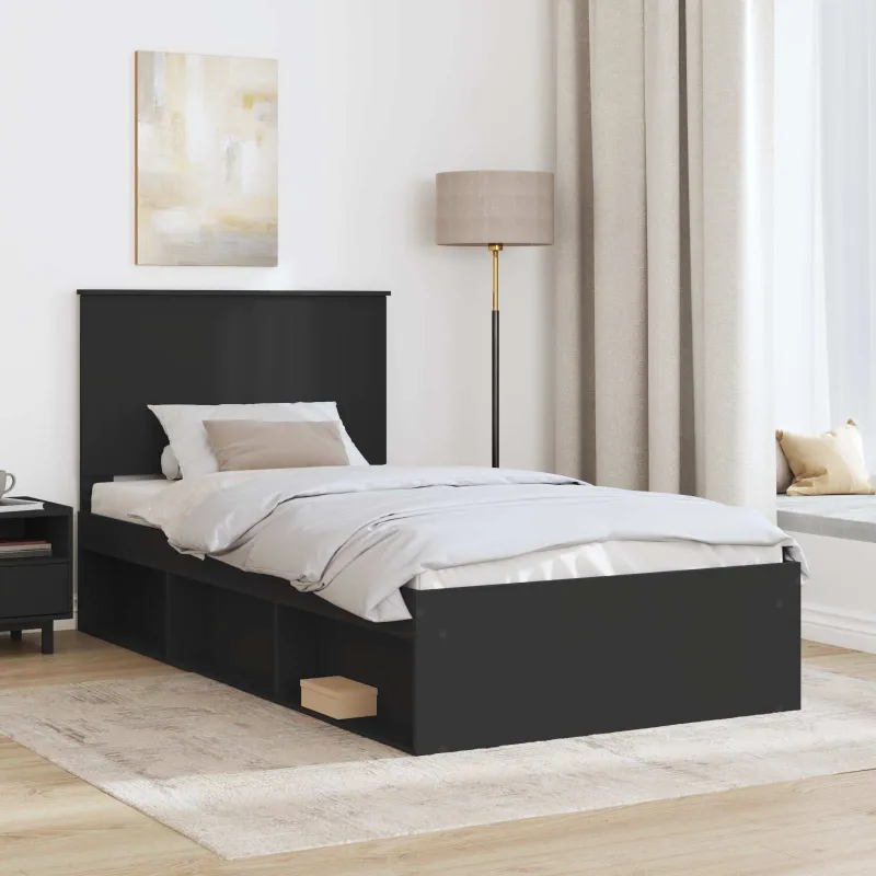 Lovos rėmas Juoda 100 x 200 cm Kietos pušies mediena