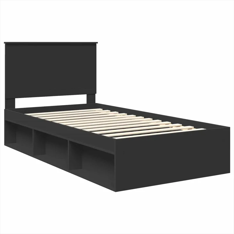 Lovos rėmas Juoda 100 x 200 cm Kietos pušies mediena