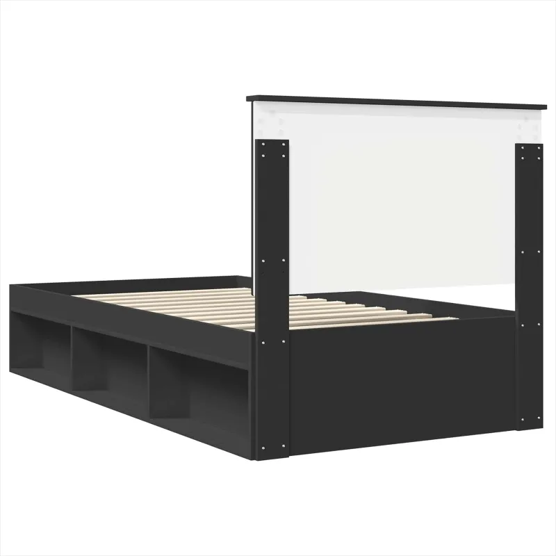 Lovos rėmas Juoda 100 x 200 cm Kietos pušies mediena