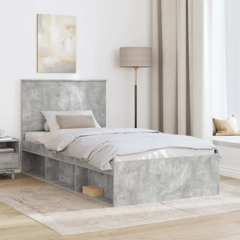 Lovos rėmas Betono pilka 100 x 200 cm Kietos pušies mediena