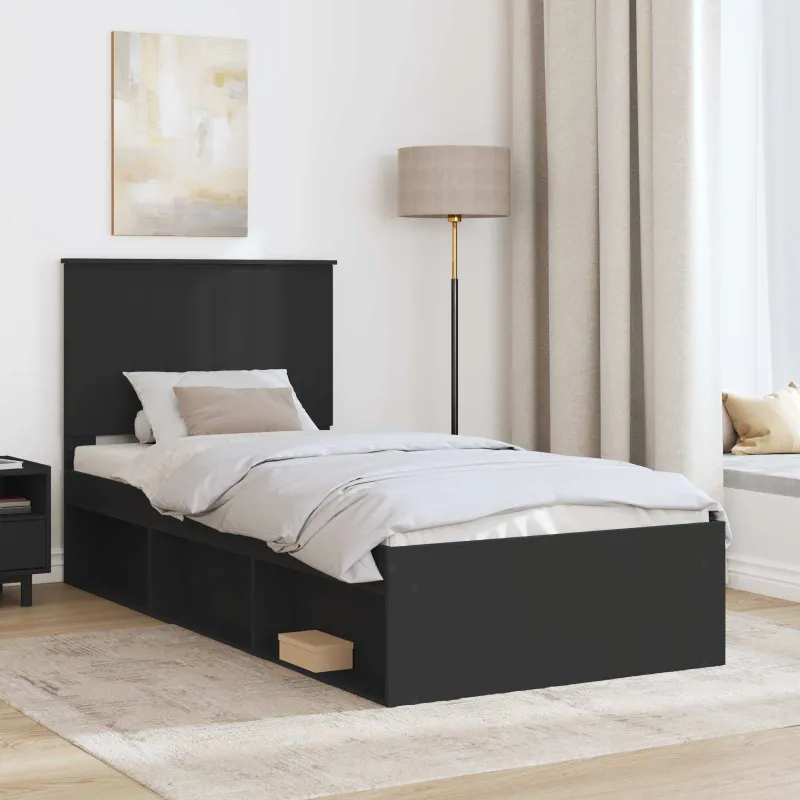 Lovos rėmas Juoda 90 x 200 cm Kietos pušies mediena