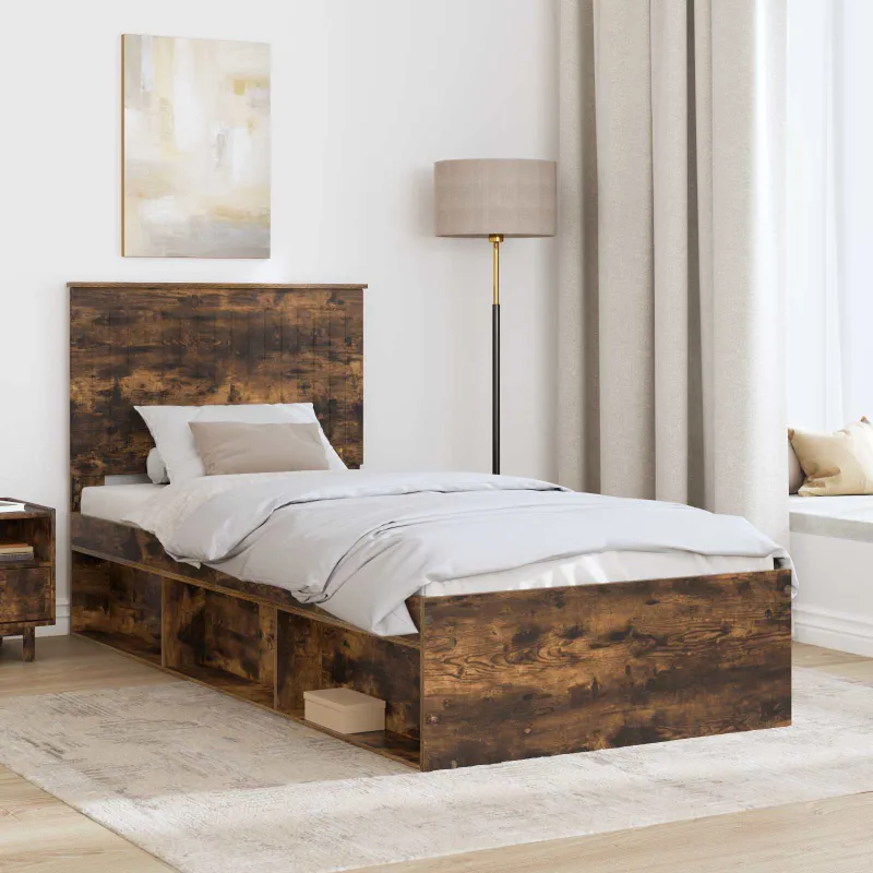 Lovos rėmas Rūkyta ąžuolas 90 x 200 cm Kietos pušies mediena