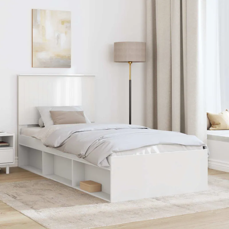 Lovos rėmas Balta 90 x 190 cm Kietos pušies mediena