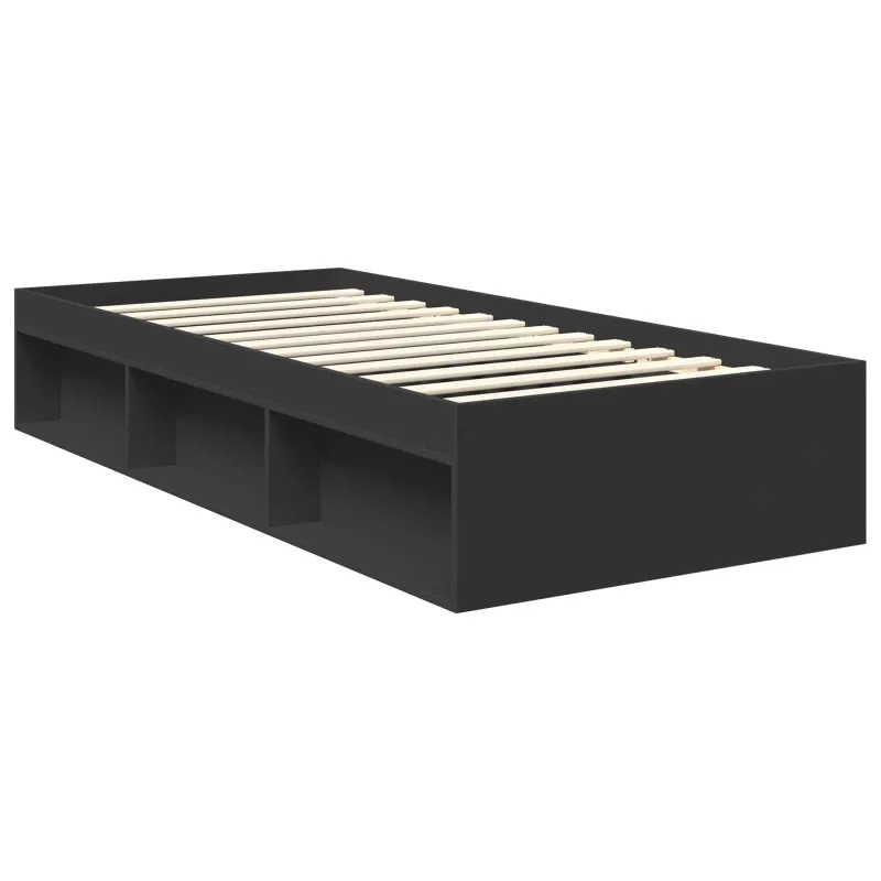 Lovos rėmas Juoda 90 x 190 cm Kietos pušies mediena