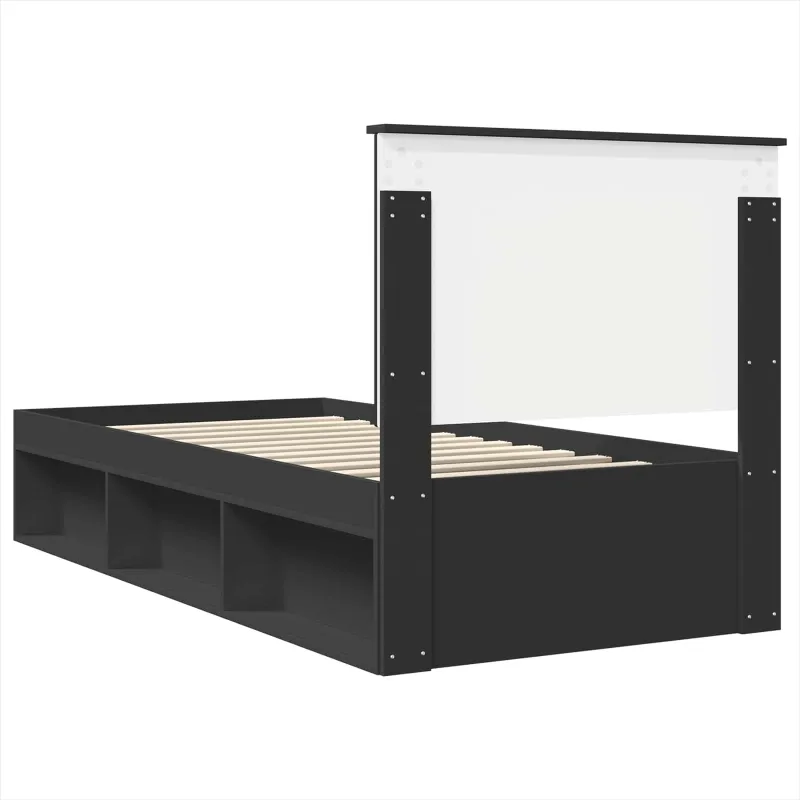 Lovos rėmas Juoda 90 x 190 cm Kietos pušies mediena