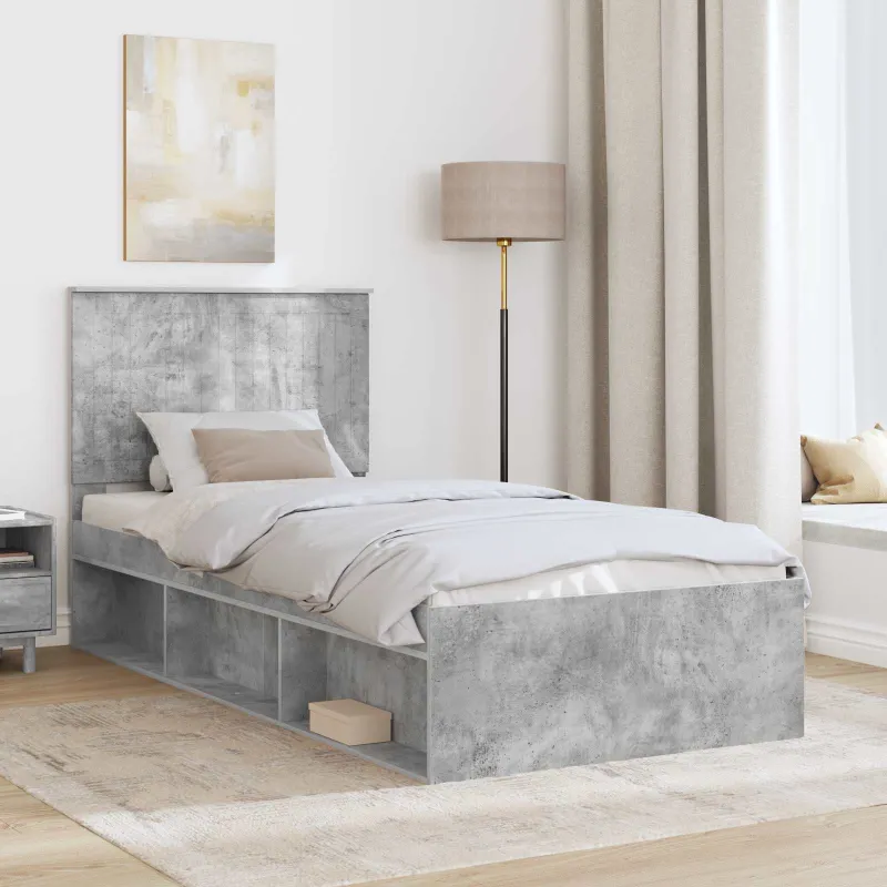 Lovos rėmas Betono pilka 90 x 190 cm Kietos pušies mediena