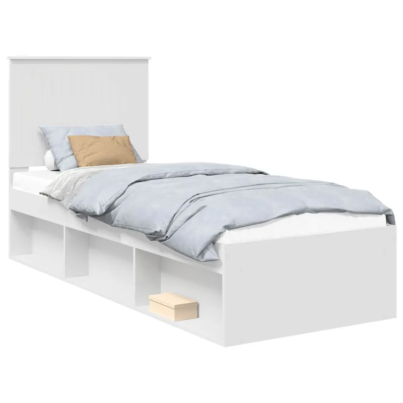 Lovos rėmas Balta 75 x 190 cm Kietos pušies mediena