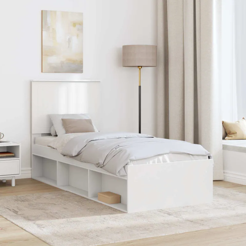 Lovos rėmas Balta 75 x 190 cm Kietos pušies mediena