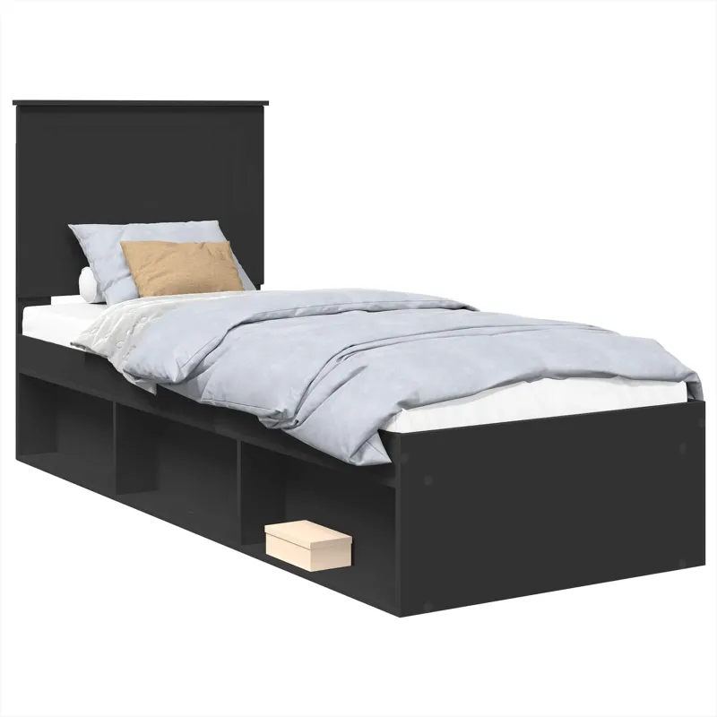 Lovos rėmas Juoda 75 x 190 cm Kietos pušies mediena