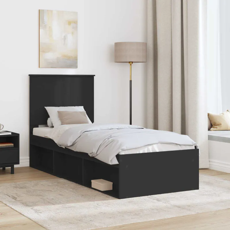 Lovos rėmas Juoda 75 x 190 cm Kietos pušies mediena