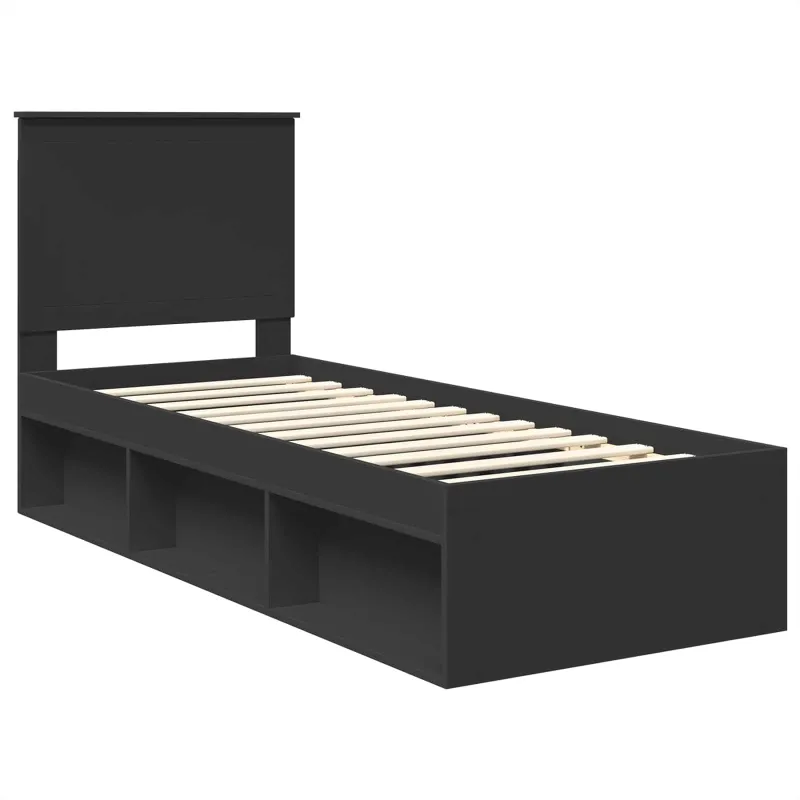 Lovos rėmas Juoda 75 x 190 cm Kietos pušies mediena