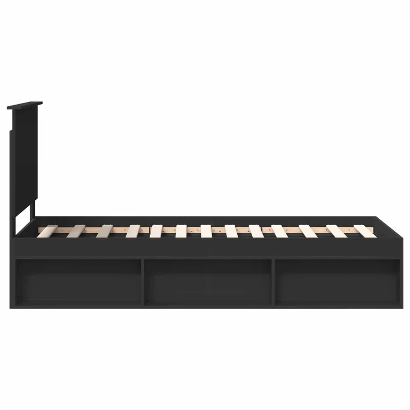 Lovos rėmas Juoda 75 x 190 cm Kietos pušies mediena