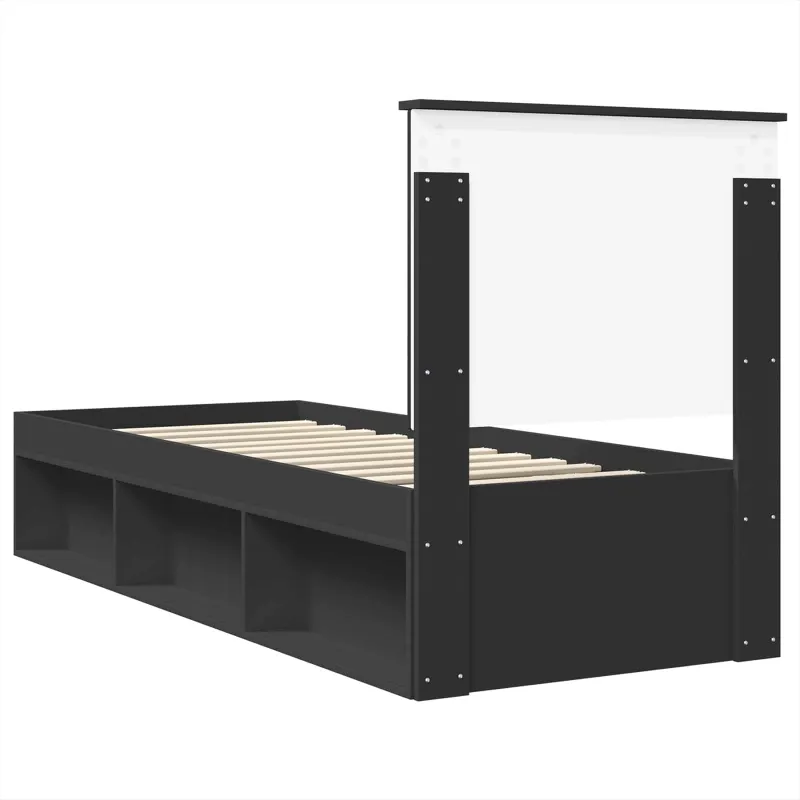 Lovos rėmas Juoda 75 x 190 cm Kietos pušies mediena