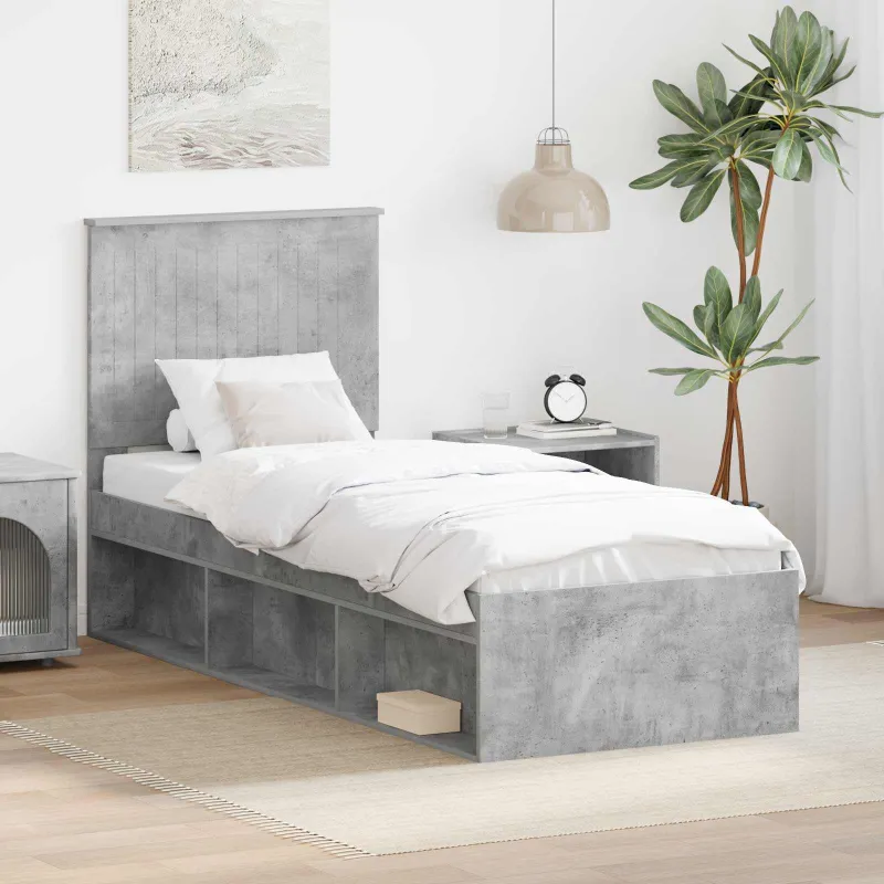 Lovos rėmas Betono pilka 75 x 190 cm Kietos pušies mediena