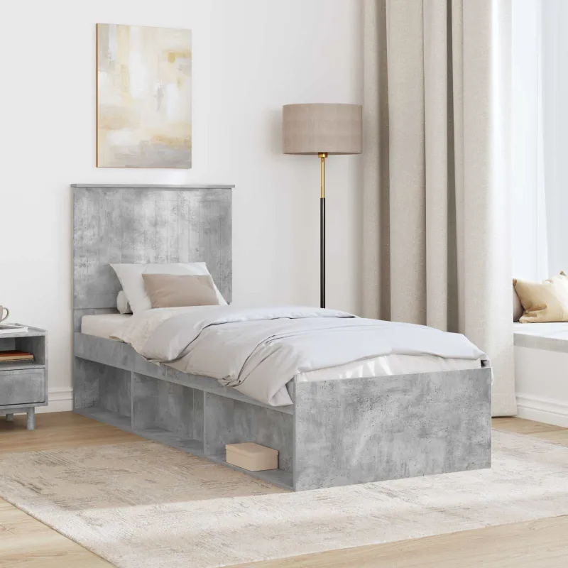 Lovos rėmas Betono pilka 75 x 190 cm Kietos pušies mediena