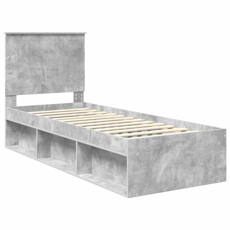 Lovos rėmas Betono pilka 75 x 190 cm Kietos pušies mediena