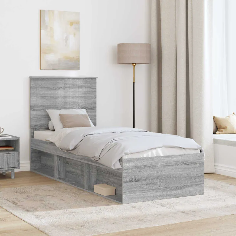 Lovos rėmas Pilkas Sonoma 75 x 190 cm Kietos pušies mediena