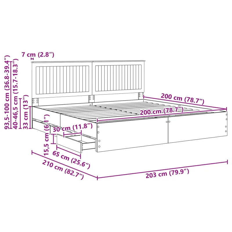 Lovos rėmas Pilkas Sonoma 200 x 200 cm Inžinerinė mediena