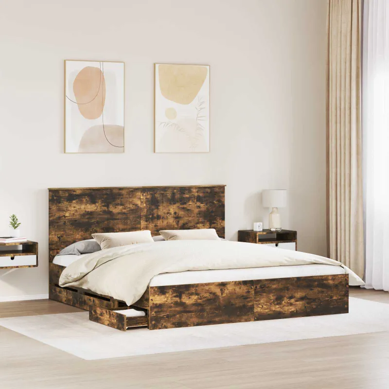 Lovos rėmas Rūkyta ąžuolas 180 x 200 cm Inžinerinė mediena