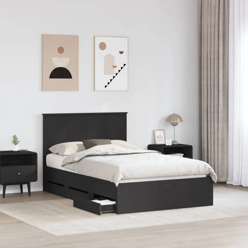 Lovos rėmas su stalčių Juoda 120 x 190 cm Inžinerinė mediena