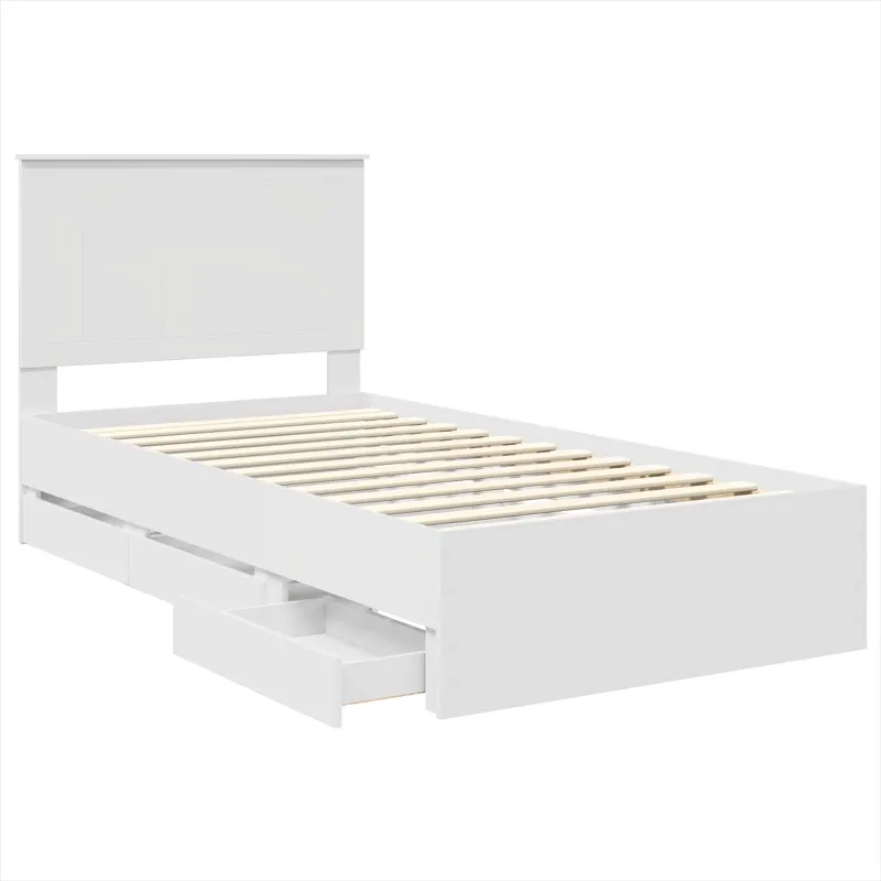 Lovos rėmas su stalčių Balta 100 x 200 cm Inžinerinė mediena