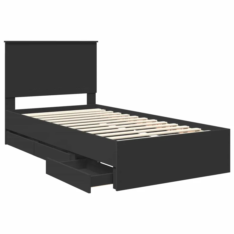 Lovos rėmas su stalčių Juoda 100 x 200 cm Inžinerinė mediena