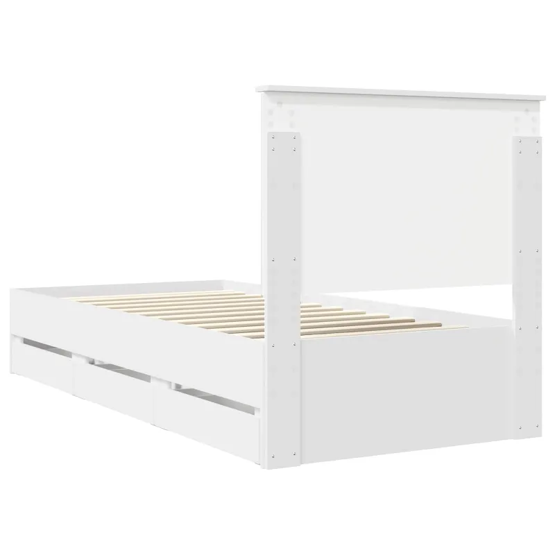 Lovos rėmas su stalčių Balta 90 x 200 cm Inžinerinė mediena
