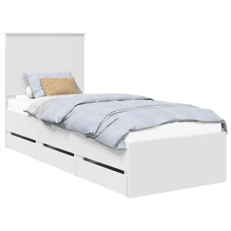Lovos rėmas su stalčių Balta 75 x 190 cm Inžinerinė mediena