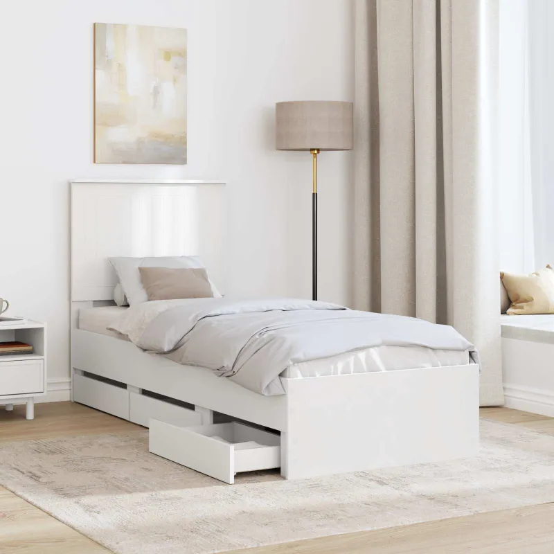 Lovos rėmas su stalčių Balta 75 x 190 cm Inžinerinė mediena
