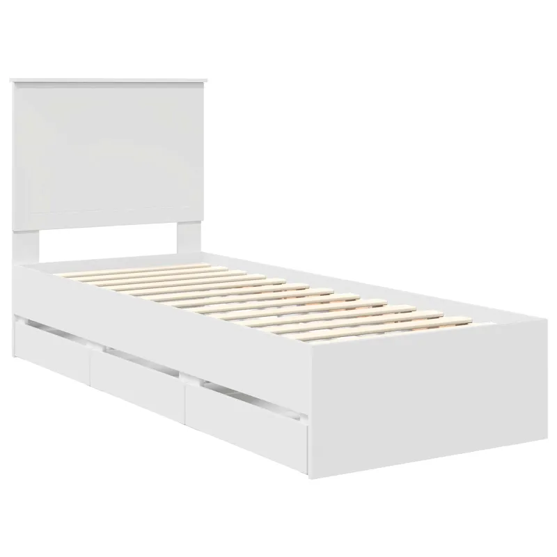 Lovos rėmas su stalčių Balta 75 x 190 cm Inžinerinė mediena