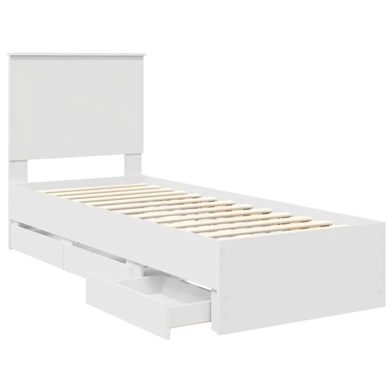 Lovos rėmas su stalčių Balta 75 x 190 cm Inžinerinė mediena