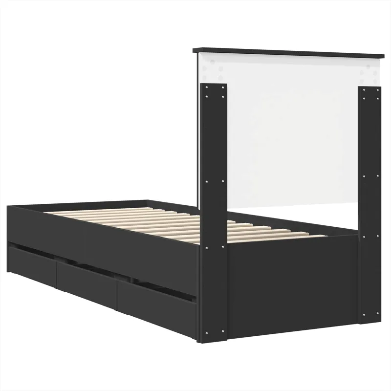 Lovos rėmas su stalčių Juoda 75 x 190 cm Inžinerinė mediena