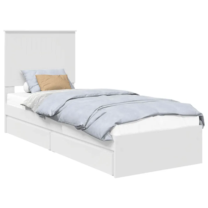 Saugos lova su galvūgalio Balta 75 x 190 cm Apdirbta mediena