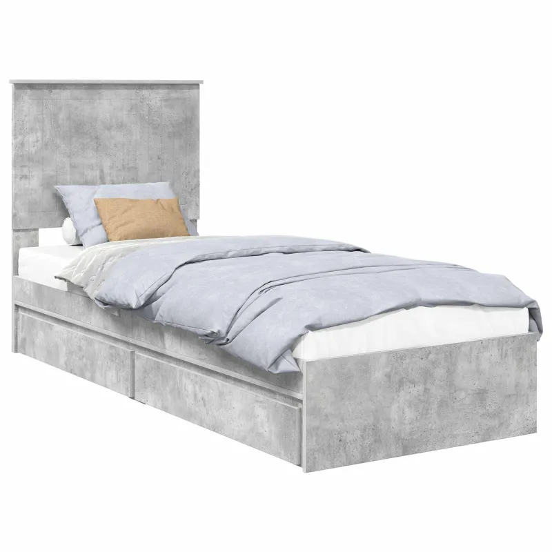Saugos lova Betono pilka 75 x 190 cm Apdirbta mediena