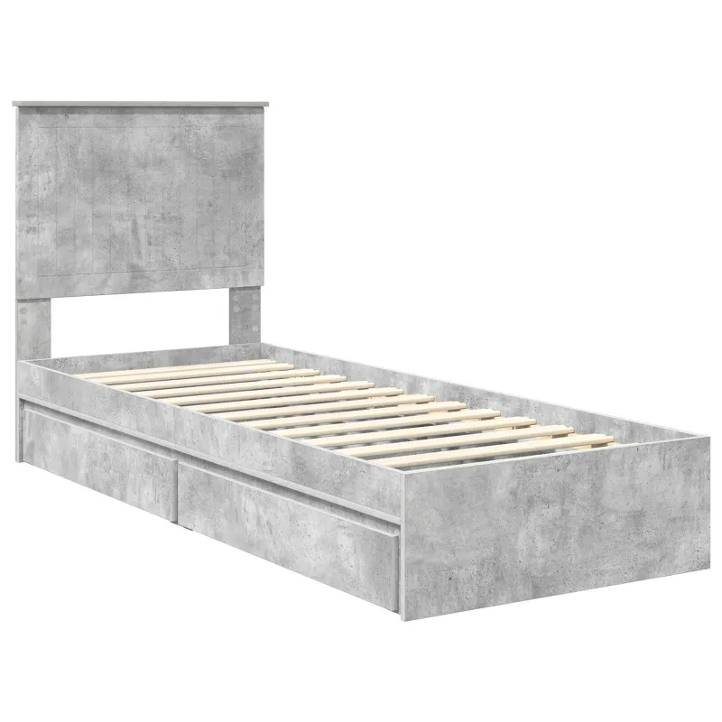 Saugos lova Betono pilka 75 x 190 cm Apdirbta mediena