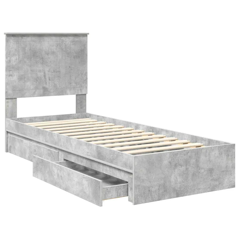 Saugos lova Betono pilka 75 x 190 cm Apdirbta mediena