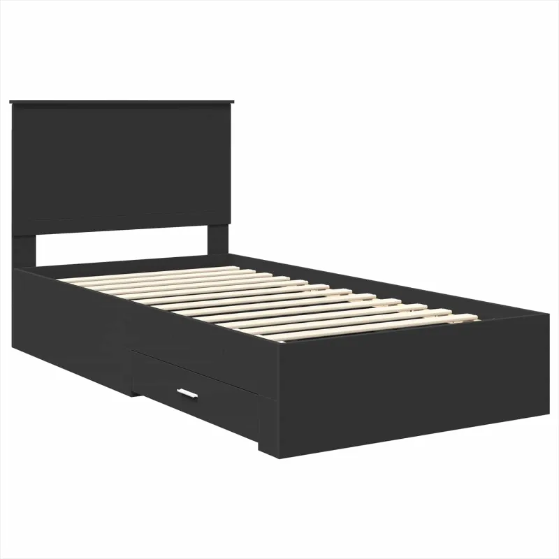 Lovos rėmas Juodas ir sidabrinis 90 x 200 cm Apdirbta mediena