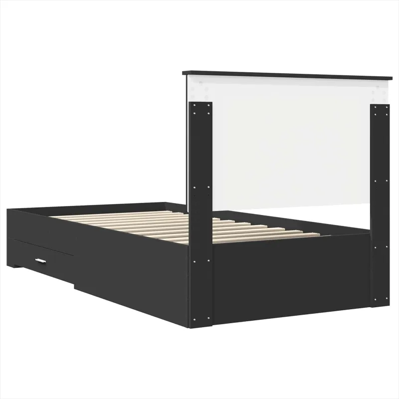 Lovos rėmas Juodas ir sidabrinis 90 x 200 cm Apdirbta mediena