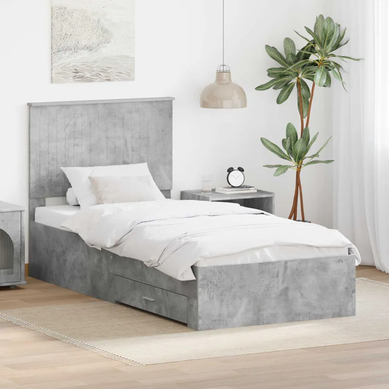 Lovos rėmas Betono pilka 90 x 190 cm Apdirbta mediena
