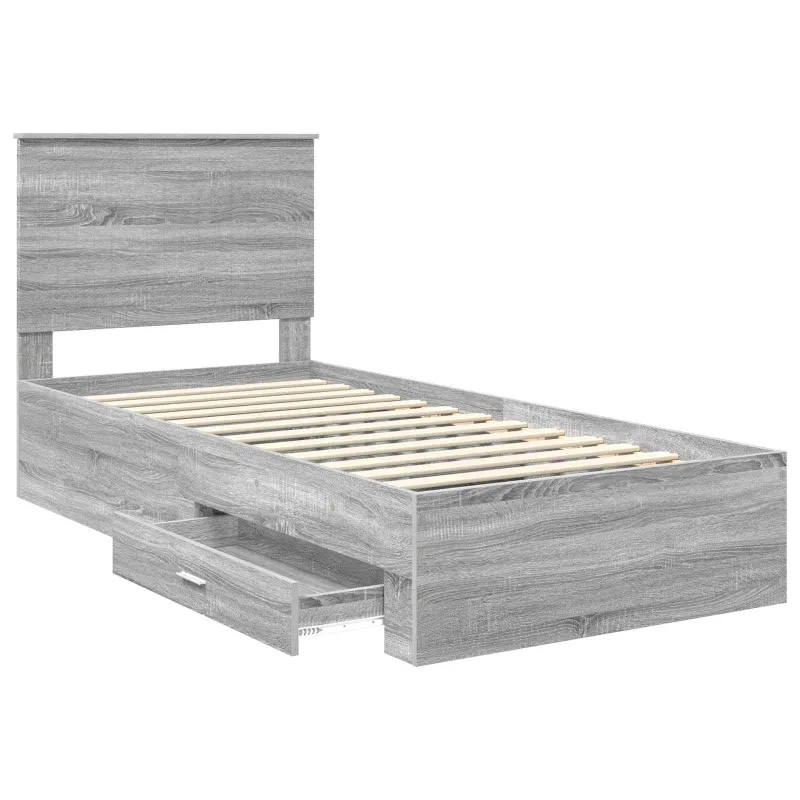 Lovos rėmas Pilkas Sonoma 90 x 190 cm Apdirbta mediena